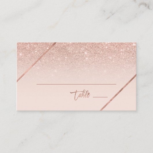 Roze gouden glinsterende typografie blozend roze b plaatskaartje (Voorkant)