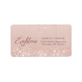 Roze Gouden Glitter 18e Verjaardag Adres Etiket (Voorkant)