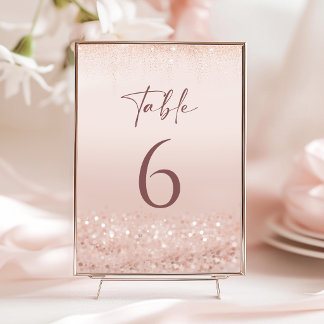 Roze Gouden Glitter 18e Verjaardag Tafel Nummers RSVP Kaartje