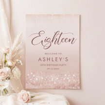 Roze Gouden Glitter 18e Verjaardagsfeest Poster