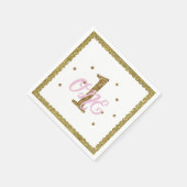 Roze & Gouden Glitter 1 1 1e Verjaardagsfeest Servet (Hoek)