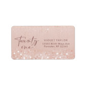 Roze Gouden Glitter 21e Verjaardag Adres Etiket (Voorkant)
