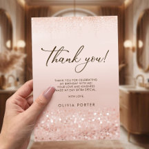 Roze Gouden Glitter 40e Verjaardag Dankkaart