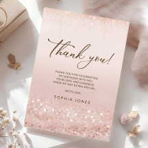 Roze Gouden Glitter 50e Verjaardag Dankkaart