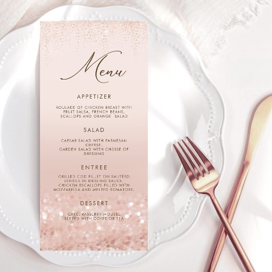 Roze Gouden Glitter 80ste Verjaardag Menu Kaart