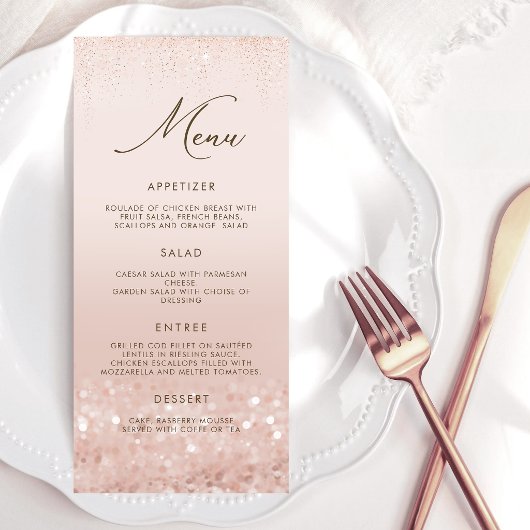 Roze Gouden Glitter 90e Verjaardag Menu Kaart
