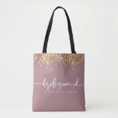 Roze gouden glitter aangepaste naam script bridesm tote bag (Voorkant)