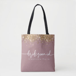Roze gouden glitter aangepaste naam script bridesm tote bag