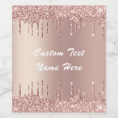 Roze Gouden Glitter Aangepaste Tekst Champagne Wij Wijn Etiket (Enkel label)