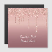 Roze Gouden Glitter Aangepaste Tekst Magnetische K (Voorkant / Achterkant)