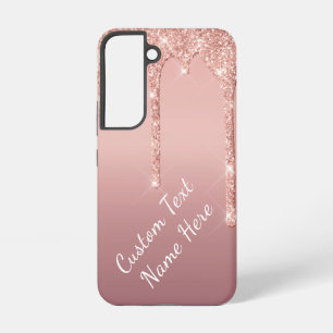 Roze Gouden Glitter Aangepaste Tekst Naam Persoonl Samsung Galaxy Hoesje