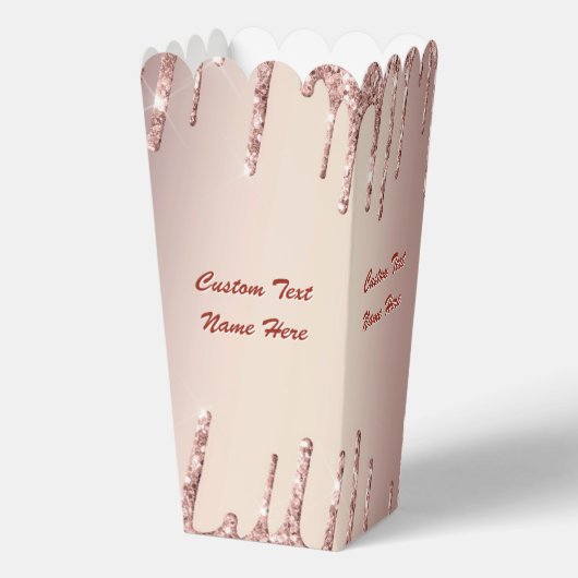 Roze Gouden Glitter Aangepaste Tekst Naam Popcorn  Bedankdoosjes (Achterkant)