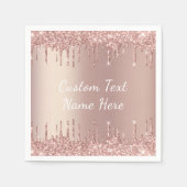 Roze Gouden Glitter Aangepaste Tekst Uw Naam Serve Servet (Voorkant)