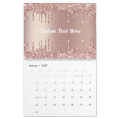 Roze Gouden Glitter Aangepaste Tekstkalender Uw Ca Kalender (Jan 2027)