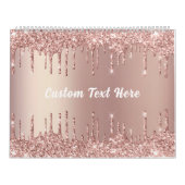 Roze Gouden Glitter Aangepaste Tekstkalender Uw Ca Kalender (Hoes)