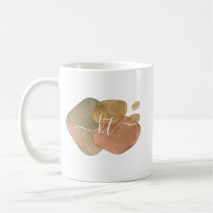Roze Gouden Glitter Abstracte Vormen Monogram Koffiemok