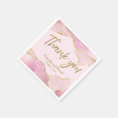 Roze & Gouden Glitter Agaat Dank u bruiloft Servet (Hoek)