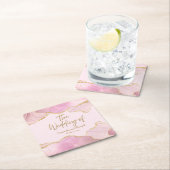 Roze & Gouden Glitter Agaat De Huwelijk Van Kartonnen Onderzetters (Insitu)