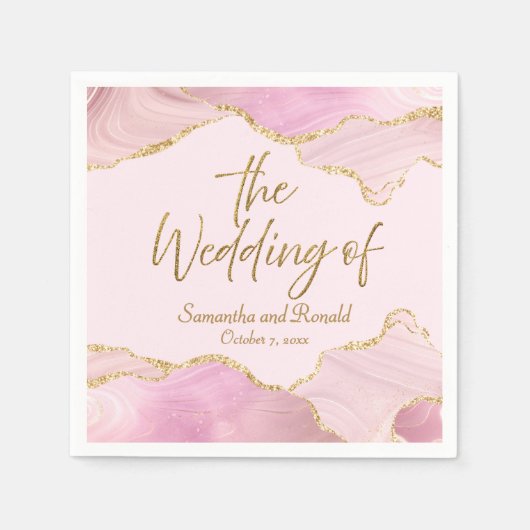 Roze & Gouden Glitter Agaat De Huwelijk Van Servet (Voorkant)
