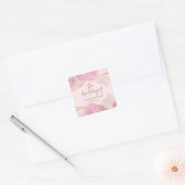 Roze & Gouden Glitter Agaat De Huwelijk Van Vierkante Sticker (Envelop)