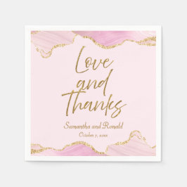 Roze & Gouden Glitter Agaat Liefde en Bedankt Wedd Servet