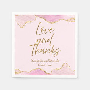 Roze & Gouden Glitter Agaat Liefde en Bedankt Wedd Servet
