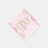 Roze & Gouden Glitter Agaat Liefde en Bedankt Wedd Servet (Hoek)