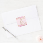 Roze & Gouden Glitter Agaat Liefde en Bedankt Wedd Vierkante Sticker (Envelop)