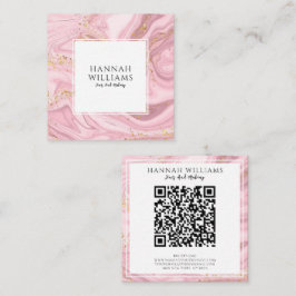 Roze & Gouden Glitter Agaat QR Code Modern Uniek Vierkante Visitekaartje