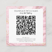 Roze & Gouden Glitter Agaat QR Code Modern Uniek Vierkante Visitekaartje (Achterkant)