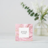 Roze & Gouden Glitter Agaat QR Code Modern Uniek Vierkante Visitekaartje (Staand voorkant)