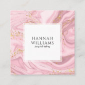 Roze & Gouden Glitter Agaat QR Code Modern Uniek Vierkante Visitekaartje (Voorkant)