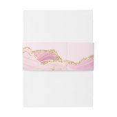 Roze & Gouden Glitter Agate Bruiloft Uitnodigingen Wikkel (Achterkant Voorbeeld)