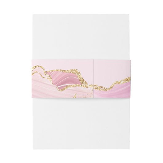 Roze & Gouden Glitter Agate Bruiloft Uitnodigingen Wikkel (Achterkant Voorbeeld)
