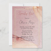 Roze Gouden Glitter Alcohol Inkt 21e Verjaardagsfe Kaart (Voorkant)