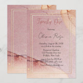 Roze Gouden Glitter Alcohol Inkt 21e Verjaardagsfe Kaart (Voorkant / Achterkant)