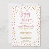 Roze & Gouden Glitter Baby shower Invitation Kaart (Voorkant)