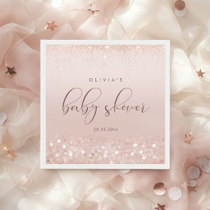 Roze Gouden Glitter Baby Shower Servet