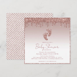 Roze Gouden Glitter Baby Shower Uitnodiging 
