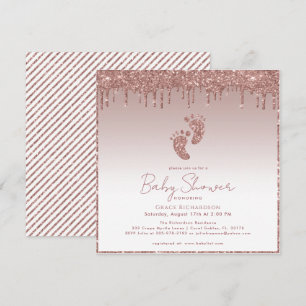 Roze Gouden Glitter Baby Shower Uitnodiging