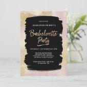 Roze gouden glitter Bachelorette Party uitnodiging (Staand voorkant)