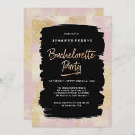 Roze gouden glitter Bachelorette Party uitnodiging