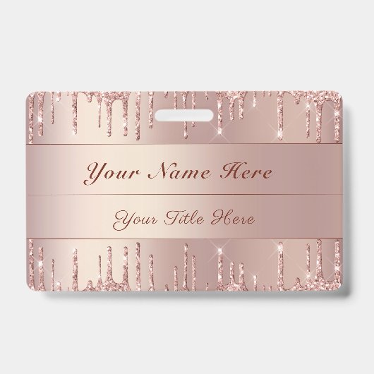 Roze Gouden Glitter Badge Sjabloon Aangepaste Naam (Voorzijde)