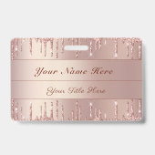 Roze Gouden Glitter Badge Sjabloon Aangepaste Naam (Achterkant)
