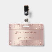 Roze Gouden Glitter Badge Sjabloon Aangepaste Naam (Voorzijde met clip)