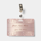 Roze Gouden Glitter Badge Sjabloon Aangepaste Naam (Achterkant met clip)