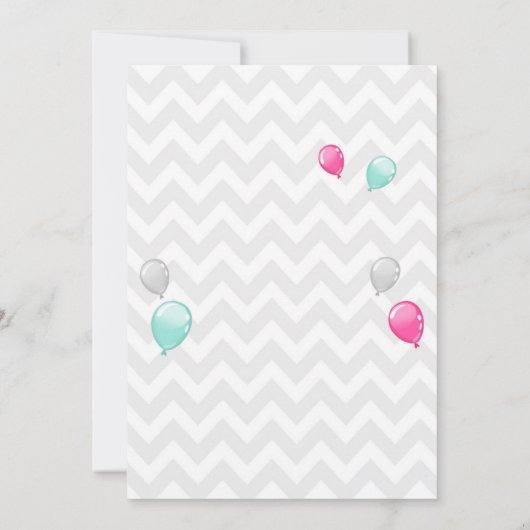 Roze Gouden Glitter Ballonnen Verjaardag Uitnodigi Kaart (Achterkant)