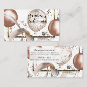 Roze Gouden Glitter Ballonnen Witte Feest Planner Visitekaartje (Voorkant / Achterkant)
