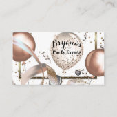 Roze Gouden Glitter Ballonnen Witte Feest Planner Visitekaartje (Voorkant)