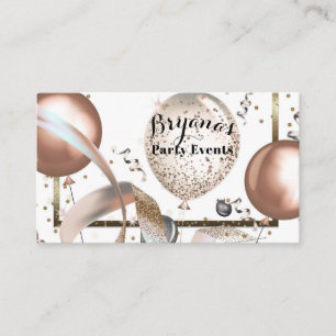 Roze Gouden Glitter Ballonnen Witte Feest Planner Visitekaartje